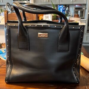 Kate Spade NY studded, satchel black with gold hardware